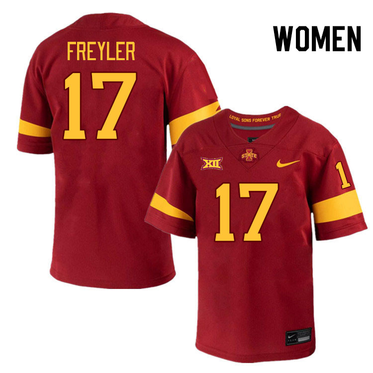 Women #17 Beau Freyler Iowa State Cyclones College Football Jerseys Stitched-Cardinal